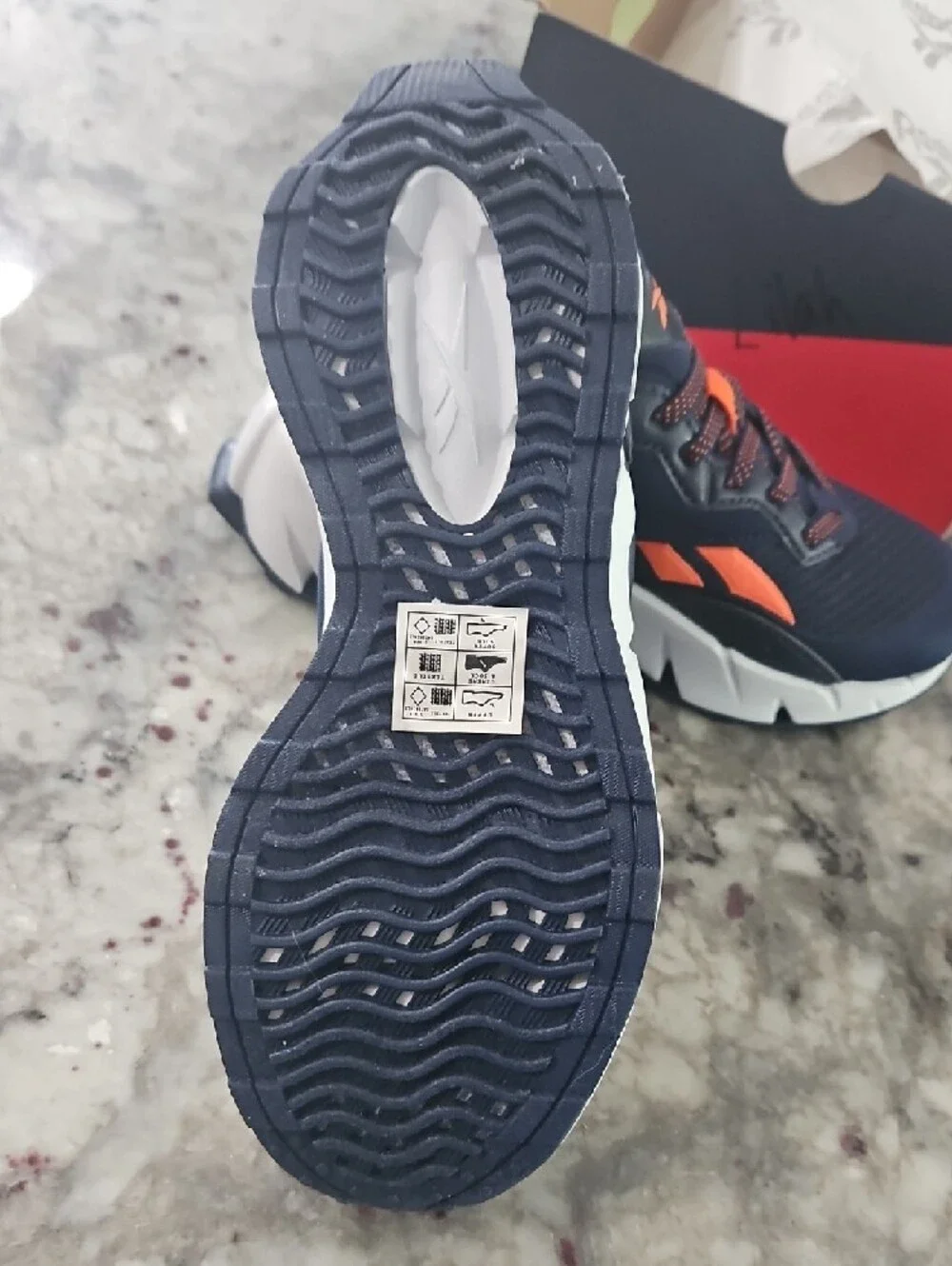 Boys Reebok Navy Athletic Sneakers with Orange Accents - Picture 4 of 4